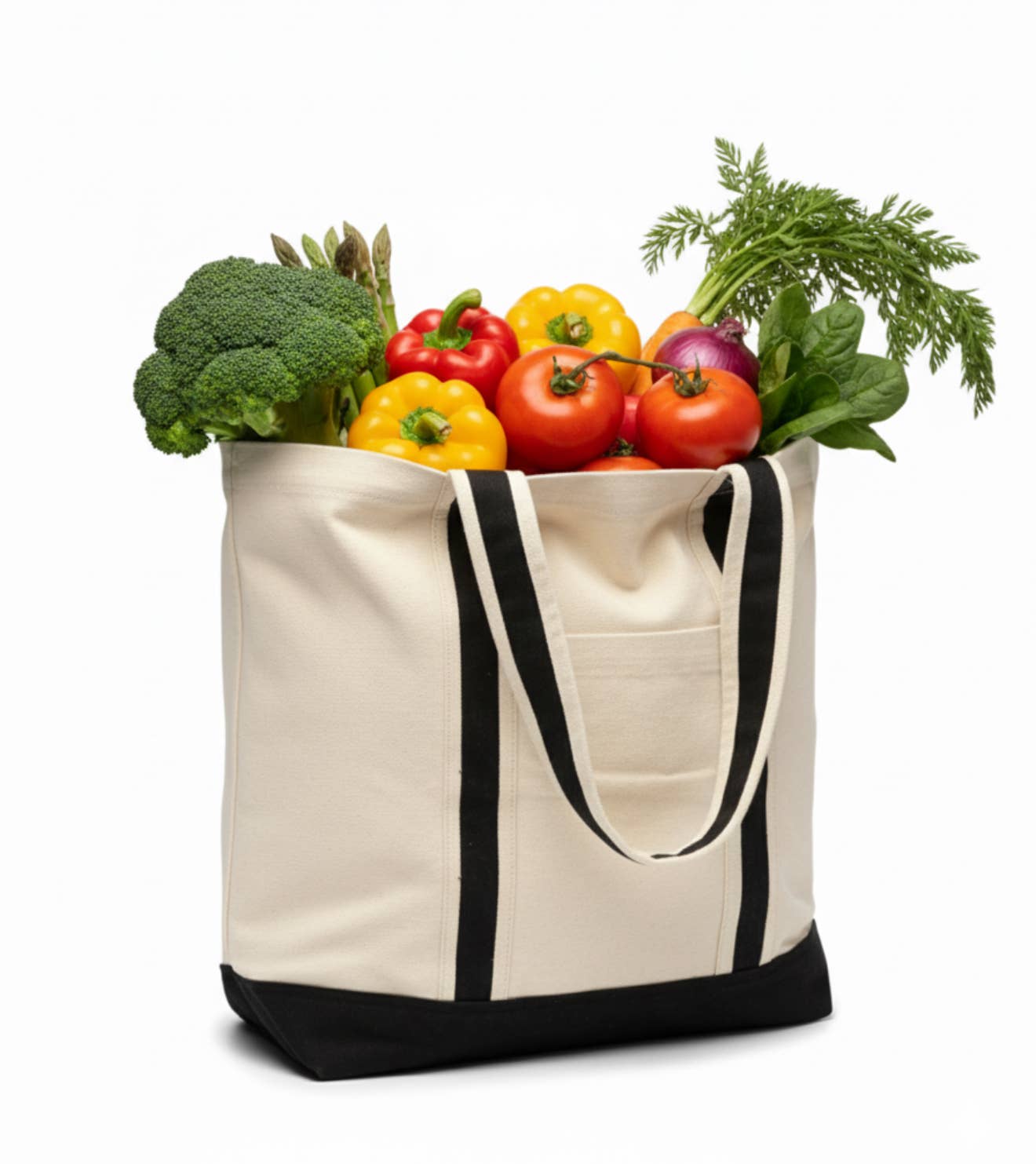 Large Canvas Tote with Pocket – Black Accents